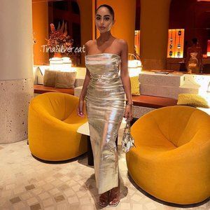 Zara | Dresses | Bloggers Fave Zara Fitted Metallic Dress | Poshmark